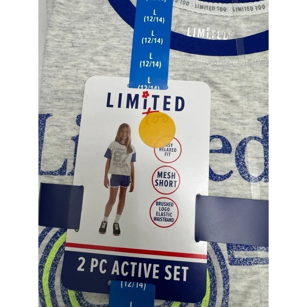 New Girls size Large 14/16 Active set 2‎ pc Shorts Mesh and Shirt Easy fit.